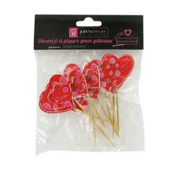 Cerf Dellier Décors coeurs sur pique en bois (x10)
