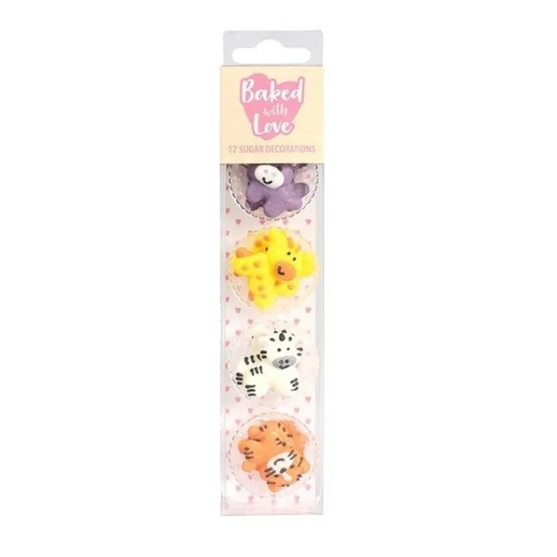 Cerf Dellier Décors comestibles animaux de la jungle assortis (x12)