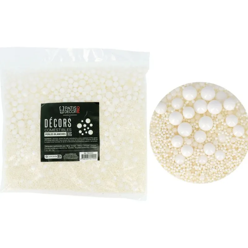 Cerf Dellier Décors comestibles perles blanches 1 kg