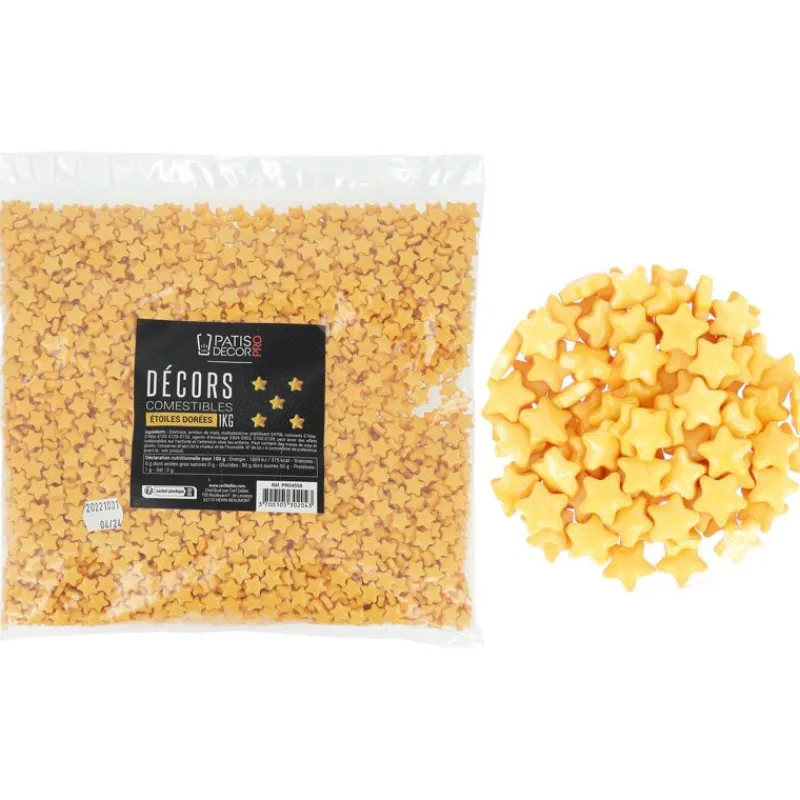 Cerf Dellier Décors comestibles étoiles dorées 1 kg