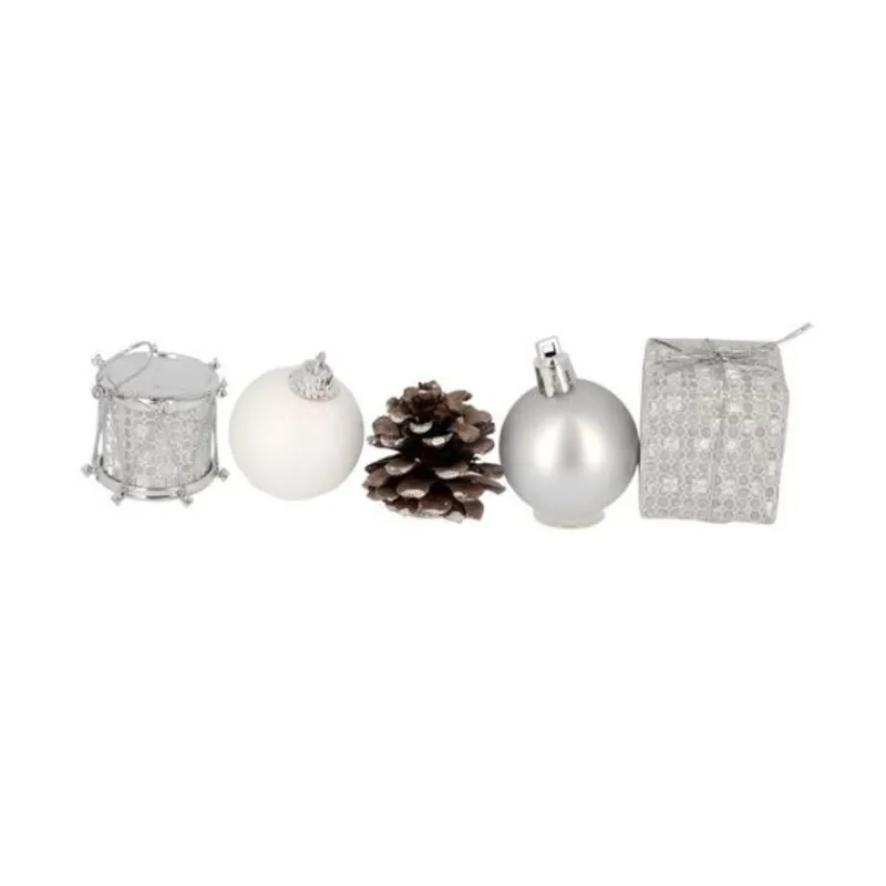 Cerf Dellier Décors de Noël sur pique assortis argent (x 5)