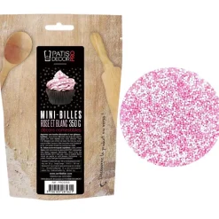 Cerf Dellier Décors mini billes roses et blanches comestibles 350 g