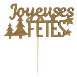 Cerf Dellier Décors sur pique "Joyeuses Fêtes" dorés (x30)