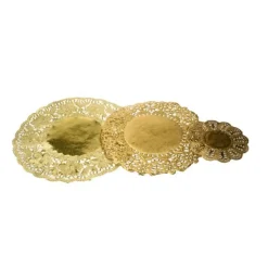 Cerf Dellier Dentelle ronde pâtisserie papier doré (x 100)