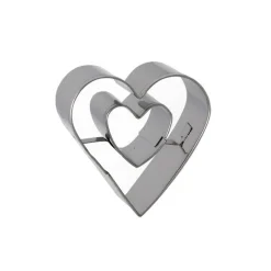 Cerf Dellier Emporte-pièce double Coeur inox 4,6 cm