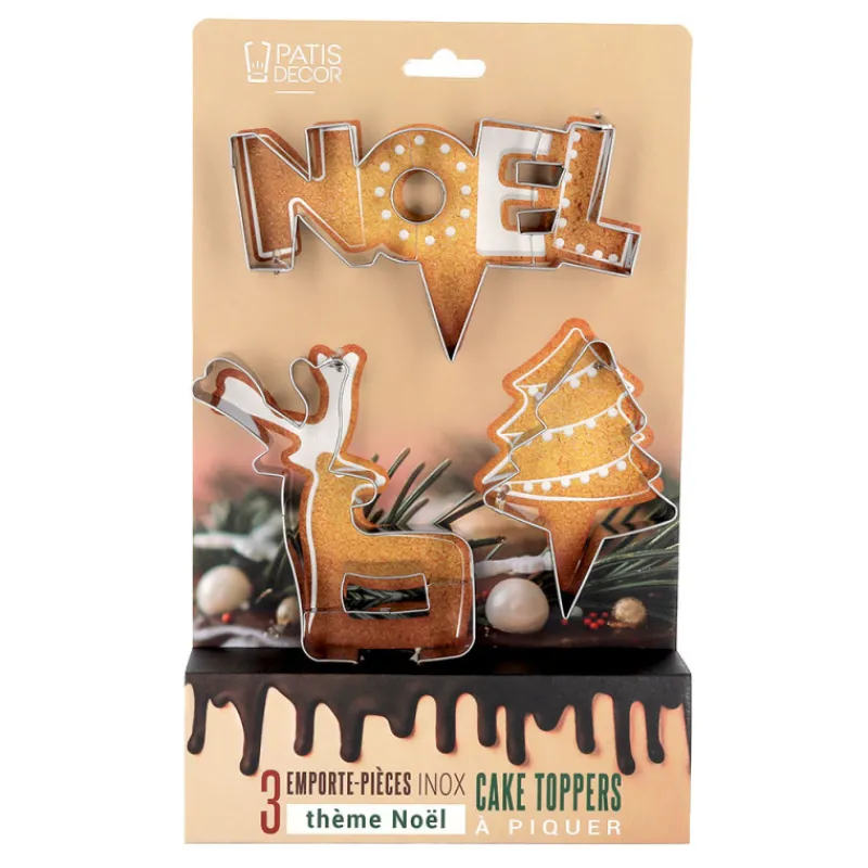 Cerf Dellier Emporte-pièces cake toppers thème Noël (lot de 3)