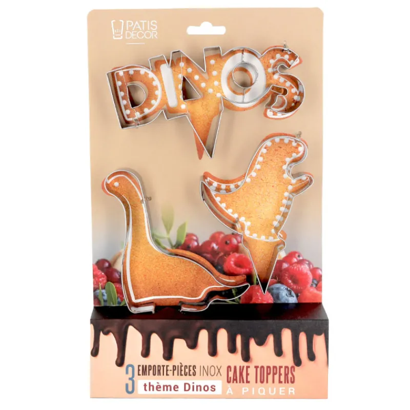 Cerf Dellier Emporte-pièces cake toppers thème dinosaures (lot de 3)