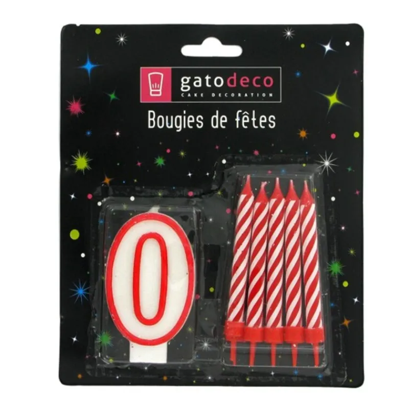 Cerf Dellier Ensemble 10 bougies et 1 bougie chiffre 0