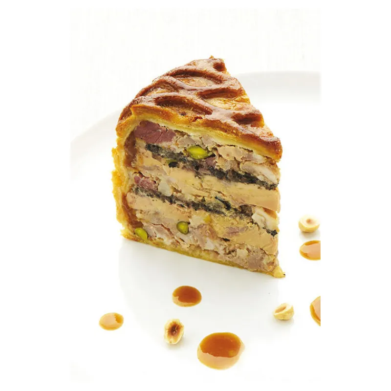Cerf Dellier Exopan pâté en croûte rond à chevrons hauteur 9 cm diamètre 12 cm