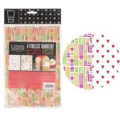 Cerf Dellier Feuilles transfert Scandinave et Coeurs assorties (x4)