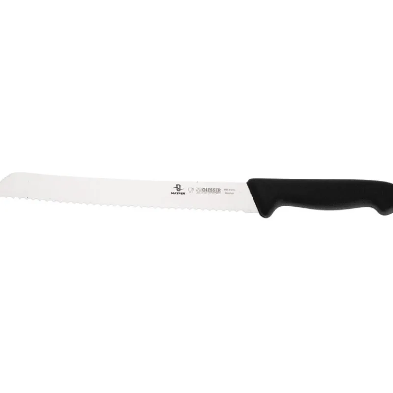 Cerf Dellier Giesser couteau à pain cranté manche noir inox 24 cm