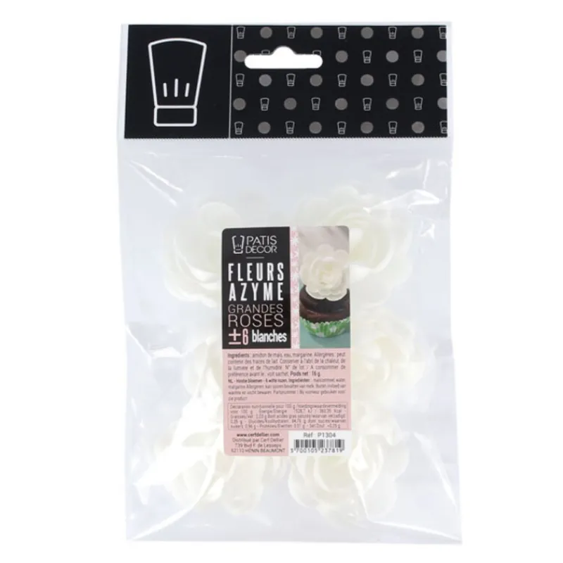 Cerf Dellier Grandes roses blanches en azyme (x 6)