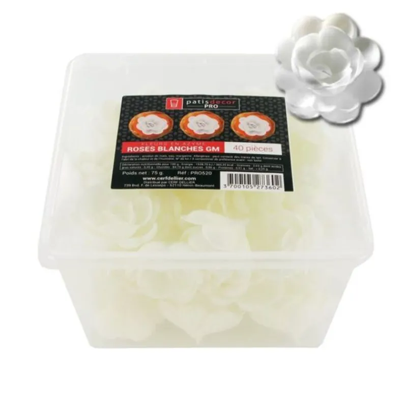 Cerf Dellier Grandes roses blanches en azyme (x40)