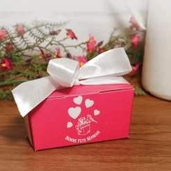 Cerf Dellier Kit ballotin chocolats fuchsia "Bonne fête maman"