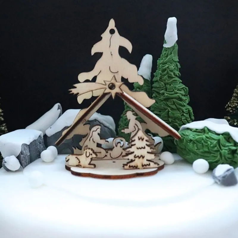 Cerf Dellier Kit crèche de Noël en bois sur pique