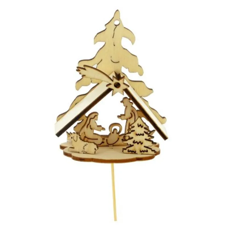 Cerf Dellier Kit crèche de Noël en bois sur pique