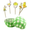 Cerf Dellier Kit déco cupcakes Pâques vichy vert