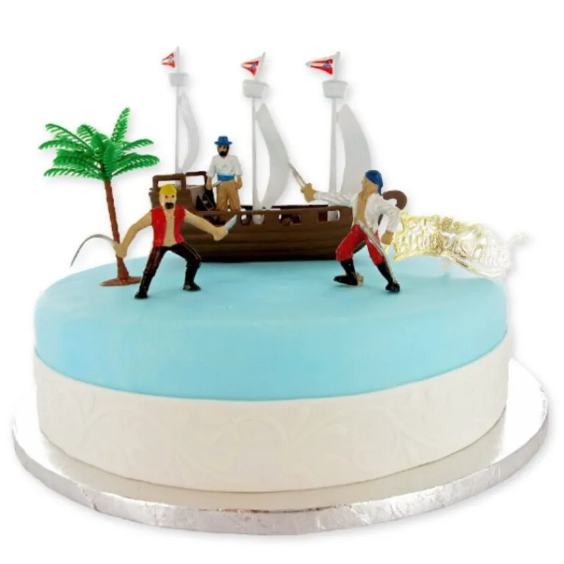 Cerf Dellier Kit décor gâteau bateau de pirates