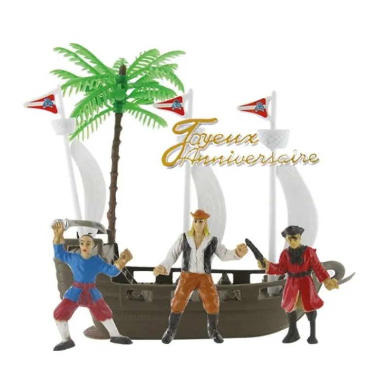 Cerf Dellier Kit décor gâteau bateau de pirates