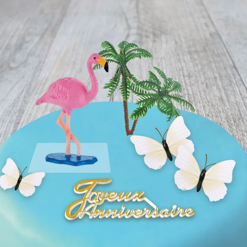 Cerf Dellier Kit décor Gâteau Flamant rose