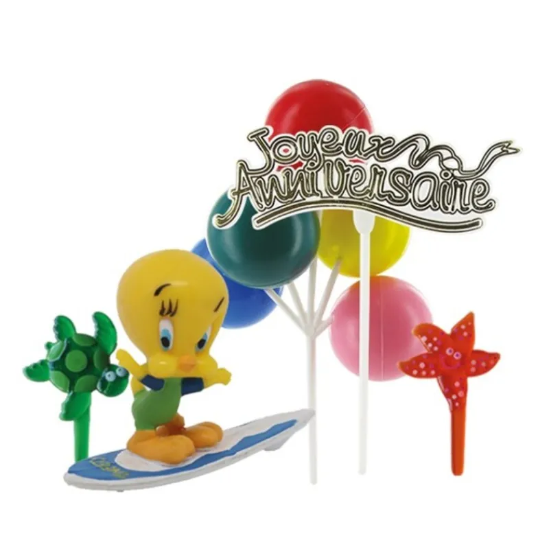 Cerf Dellier Kit décor gâteau Titi surfeur