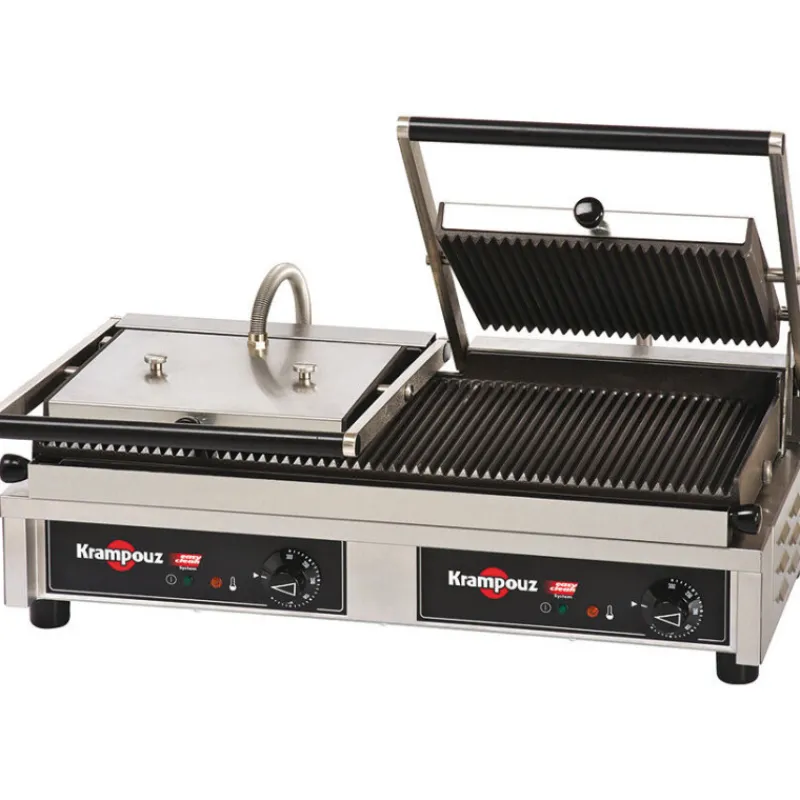 Cerf Dellier Krampouz grill fonte rainurée amovible double 3,76 KW