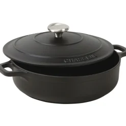 Cerf Dellier Le Chasseur cocotte basse avec couvercle noire 20 cm