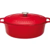 Cerf Dellier Le Chasseur cocotte ovale avec couvercle rouge 31 x 26 cm