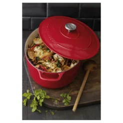 Cerf Dellier Le Chasseur cocotte ovale avec couvercle rouge 31 x 26 cm