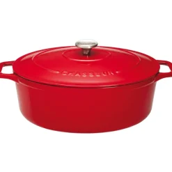 Cerf Dellier Le Chasseur cocotte ovale avec couvercle rouge 27 x 20 cm