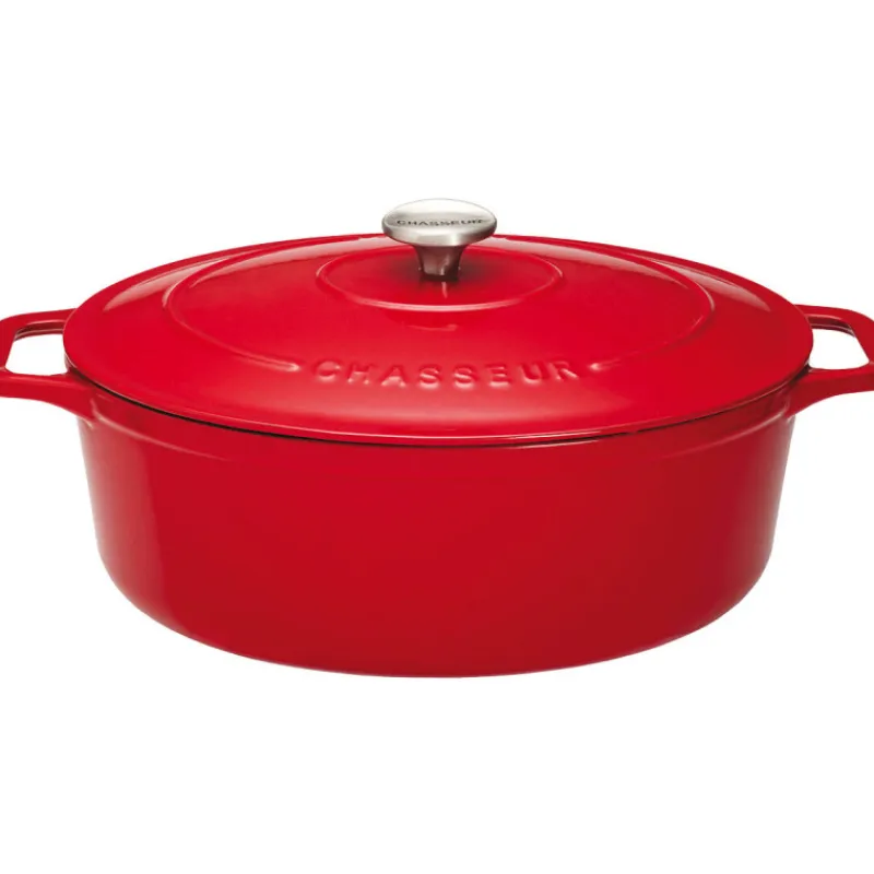 Cerf Dellier Le Chasseur cocotte ovale avec couvercle rouge 27 x 20 cm