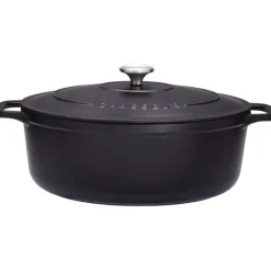 Cerf Dellier Le Chasseur cocotte ovale avec couvercle noire 27 x 20 cm