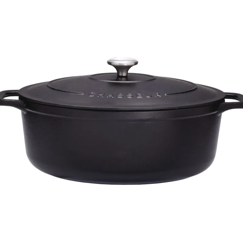 Cerf Dellier Le Chasseur cocotte ovale avec couvercle noire 27 x 20 cm