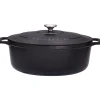 Cerf Dellier Le Chasseur cocotte ovale avec couvercle noire 31 x 26 cm
