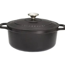 Cerf Dellier Le Chasseur cocotte ronde avec couvercle noire 16 cm