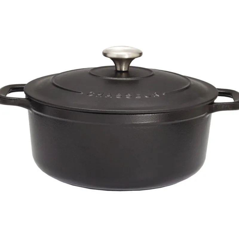 Cerf Dellier Le Chasseur cocotte ronde avec couvercle noire 16 cm