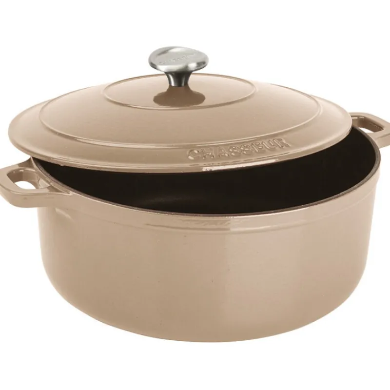 Cerf Dellier Le Chasseur cocotte ronde avec couvercle ""marron glacé"" 24 cm