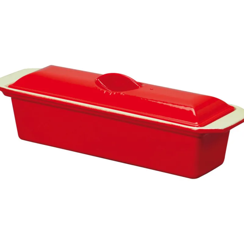 Cerf Dellier Le Chasseur terrine avec couvercle rouge 28 cm