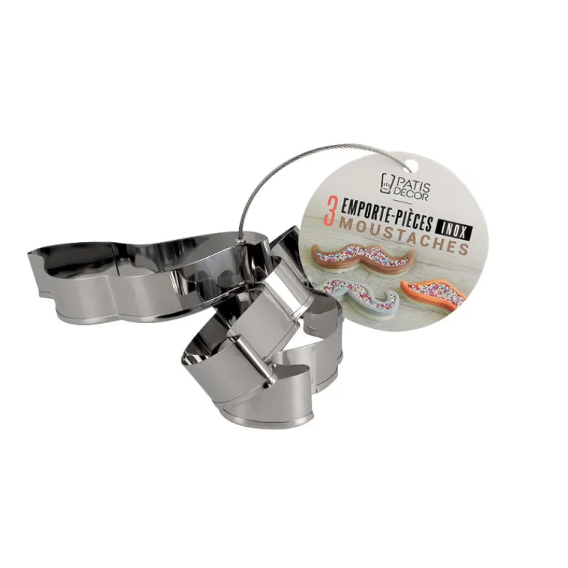 Cerf Dellier Lot de 3 emporte-pièces moustaches en inox