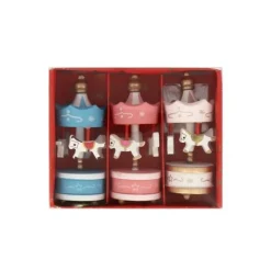 Cerf Dellier Lot de 3 toppers carrousel rose blanc bleu