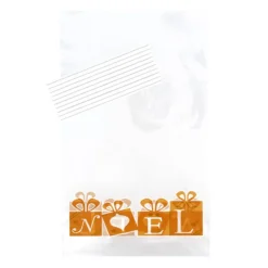 Cerf Dellier Lot sachets motif cadeaux dorés + liens - 14 x 23 cm (x10)