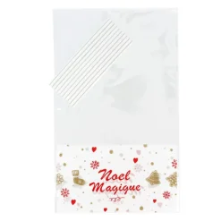 Cerf Dellier Lot sachets motif Noël Magique + liens - 14 x 23 cm (x10)
