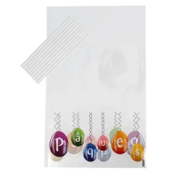Cerf Dellier Lot sachets motif œufs de Pâques + liens - 14 x 23 cm (x10)