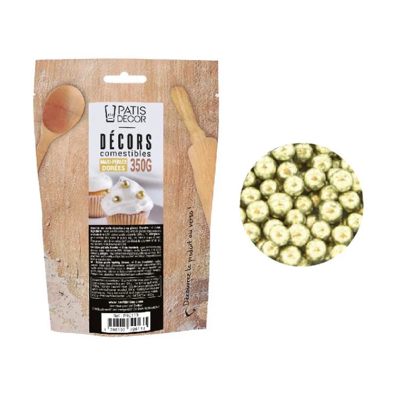 Cerf Dellier Maxi perles dorées comestibles Ø 8 mm 350 g
