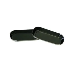 Cerf Dellier Mini assiette carton rectangle noire 4 x 8 cm (x100)