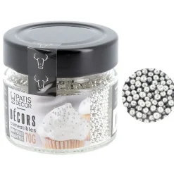 Cerf Dellier Mini perles argentées comestibles Ø 2 mm 70 g