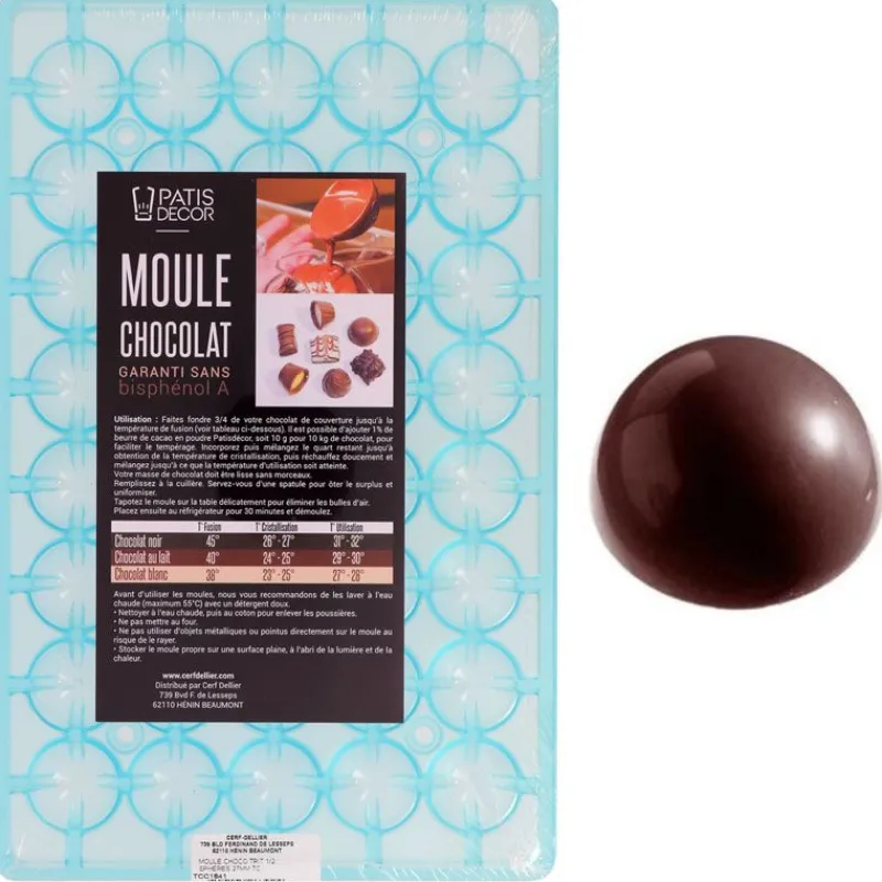 Cerf Dellier Moule chocolat demi-sphères 27 mm