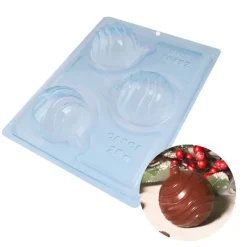 Cerf Dellier Moule chocolat en 3 parties Boules de Noël rayées Patisdécor