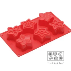 Cerf Dellier Moule silicone 6 étoiles stylisées
