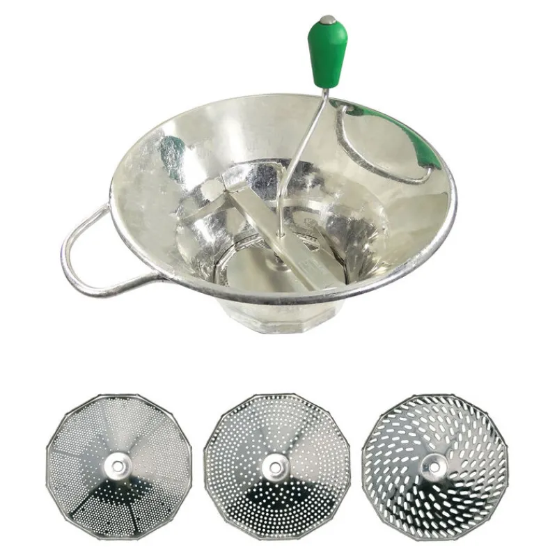Cerf Dellier Moulins à légumes n°3 étamé avec 3 grilles 1,5, 2,5 et 4 mm